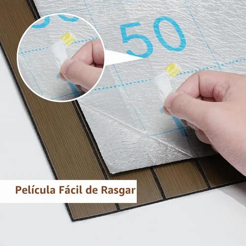 Vista 3 de WADILE Paneles de pared de listones de madera para despegar y pegar, de 12"x12" (30×30cm), decorativo, PVC, insonorizado, autoadhesivo, para sala