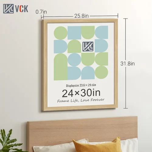 Vista 115 de VCK Marcos para póster de madera maciza de 22.375 x 34 pulgadas, marco de fotos A1 negro con montaje en pared, paquete de 3