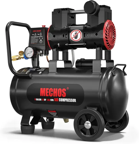 Vista 9 de Compresor de aire portátil con tanque de acero de 3 galones, 1.15 HP 2.2 CFM @ 90 PSI, compresor de aire sin aceite de 116 PSI máx. para garaje, uso