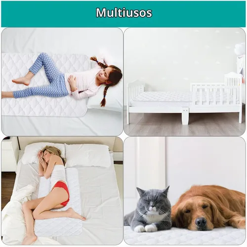 Vista 6 de Almohadillas de entrenamiento para ir al baño para niños pequeños, protector de colchón de cuna impermeable para almohadilla de humectación Blanco
