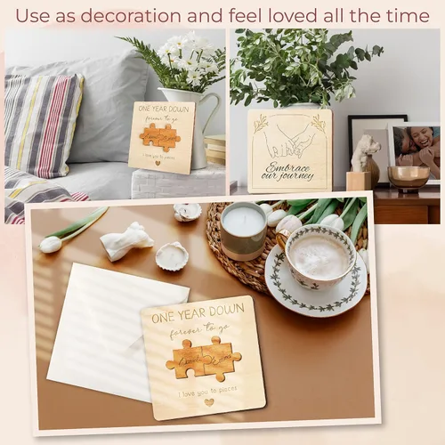 Vista 5 de STOFINITY Tarjeta de Aniversario de 1 Año para Novio Novia - Tarjetas de Feliz Primer Aniversario para Hombres, 1ª Tarjeta de Citas de Papel