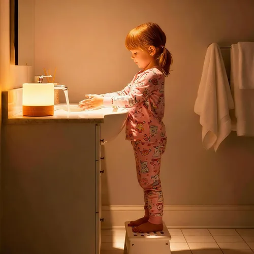 Vista 5 de Lámpara de Noche para Bebés y Guardería: Luz con Regulación de Intensidad Táctil para Lactancia y Niños - LED de Cuidado de Ojos, Luz Cálida Blanca