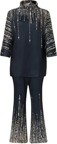 Vista 4 de DUOWEI Pantalones de traje para mujer, moda para otoño e invierno, estampado vertical, chaqueta de tubo recto, yoga