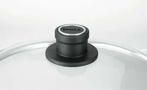Vista 20 de Woll Tempered Glass with Stainless Steel Rim and Vented Knob Round Lid, 12", Clear