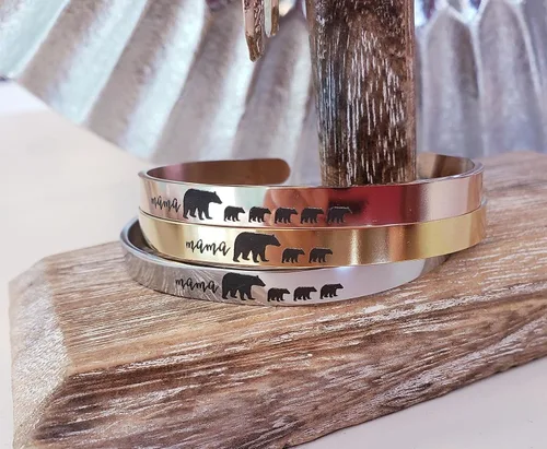 Vista 7 de Mama Bear Cuff Bracelet Mother's Day Gift