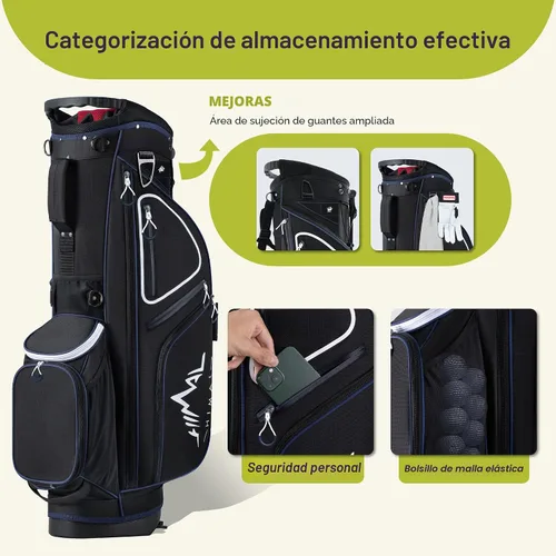 Vista 7 de GoHimal 14-Way Lightweight Golf Stand Bag with Multiple Pockets Golf Bags for Men with Auto-Stand, Smart Storage with 10 Pockets, Ergonomic Padded