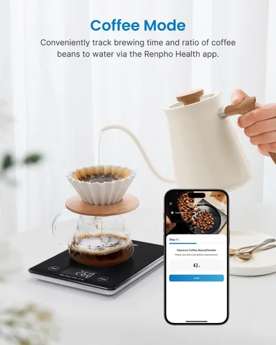 Vista 7 de RENPHO Báscula digital de cocina inteligente, báscula de peso de alimentos con calculadora nutricional, báscula de gramos para pérdida de peso, Negro