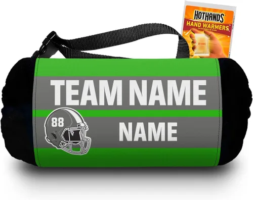 Vista 12 de Calentador de manos para cuarto de espalda, jugadores y potenciadores - Nombre del equipo personalizable y nombre del jugador Rojo