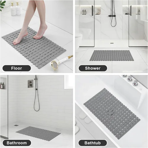 Vista 8 de XIYUNTE Tapete de ducha antideslizante para bañera, tapete de baño de PVC de 27 x 16 pulgadas, tapete de ducha antideslizante para ducha