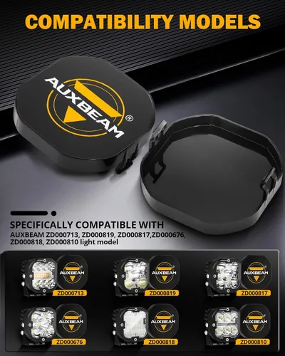 Vista 3 de Auxbeam Cubiertas para Luces LED de Vaina de 3", Serie XP-Ultra Lente de PC Todoterreno Cubiertas Protectoras para Modelo de Luz Específico