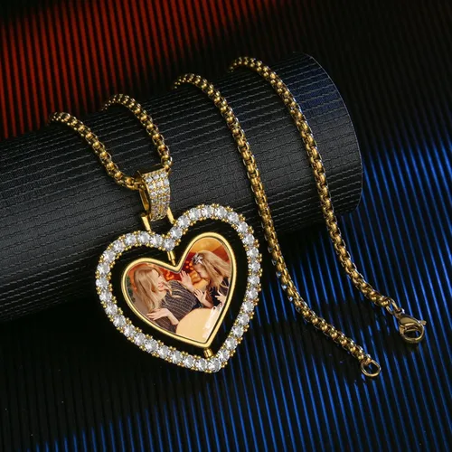 Vista 5 de shumei Collar con foto personalizada para hombre, colgante de regalo personalizado para mujeres, medallón de memoria, collar con etiqueta de perro