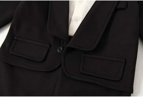 Vista 4 de Abolai Traje de boda de una sola pieza con chaleco a rayas para bebé niño