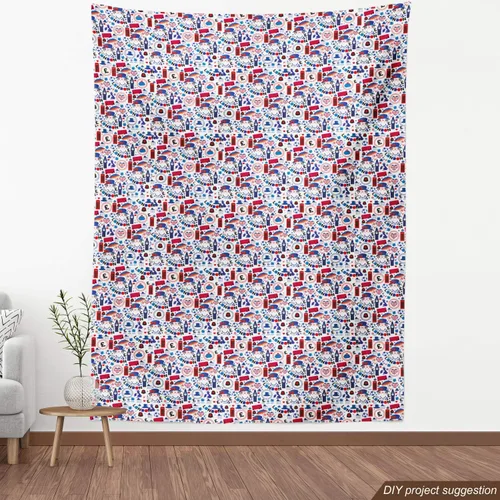 Vista 4 de Ambesonne - Tela multicolor con estampado digital por yarda