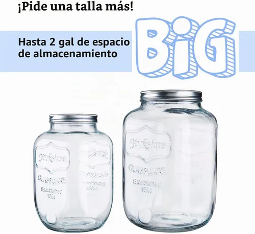 Vista 6 de Diamond Star Tarro Mason de 1 galón con tapa de lata cepillada, recipientes grandes de vidrio de boca ancha para conservas de alimentos