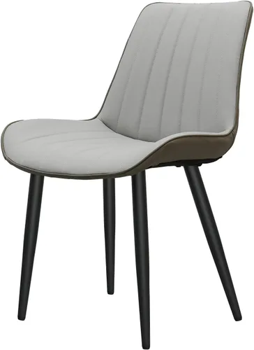 Vista 9 de Sillas de comedor para habitación, mesa y asiento de cocina, paquete de 4 unidades, tapizadas de piel sintética, patrón de ondas, patas de metal