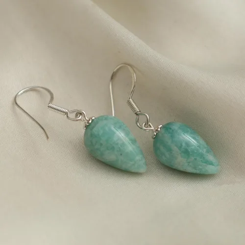 Vista 4 de Aretes colgantes para mujer, aretes de cristal de lágrima, joyas de piedras preciosas naturales, plata 925, uso diario, regalo para mamá, novia
