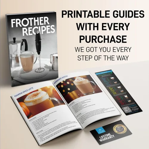 Vista 189 de Zulay Milk Boss Espumador de leche potente manual, hace espuma para latte, batidor para mezclar bebidas, café, miniespumador para capuchino, frappé