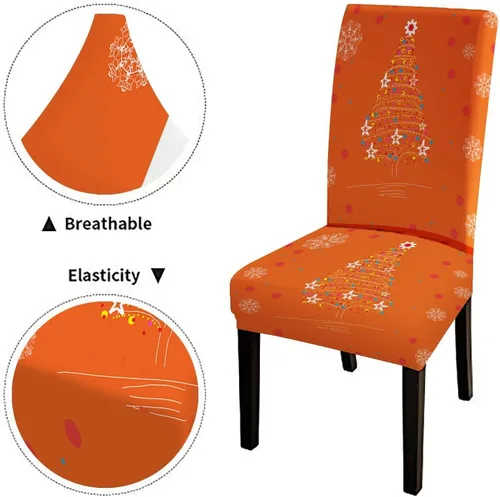 Vista 189 de CAPSCEOLL Christmas Dining Chair Covers,Snowflakes Festive Winter Pattern Stretch Chair Covers for Dining Room Set of 2 Washable Spandex Parson