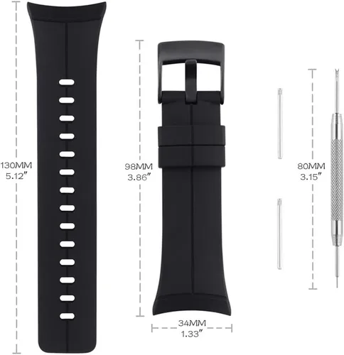Vista 7 de Correa de reloj compatible con Suunto Spartan Ultra HR, correa clásica de repuesto de goma suave para reloj inteligente Suunto Spartan Ultra HR Negro