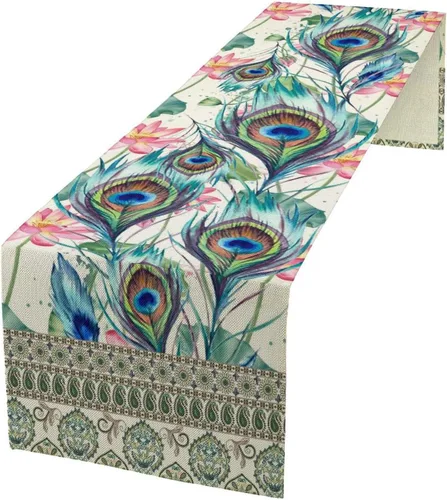 Vista 31 de Camino de mesa de lino de algodón, cuchillo de cocina occidental, tenedor, colección de mesa rectangular, desierto salvaje oeste americano