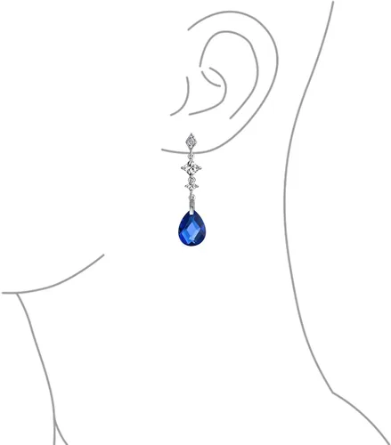 Vista 3 de Briolette - Pendientes de lágrima con forma de pera con circonita cúbica cúbica para mujer, plata de ley