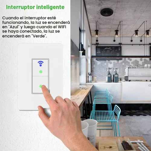 Vista 7 de Interruptor de luz inteligente, botón de doble interruptor inteligente WiFi, compatible con Alexa y Google Home, control remoto con función