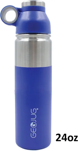 Vista 6 de Brentwood GeoJug - Botella de agua de acero inoxidable aislada al vacío, boca ancha con tapa sin BPA