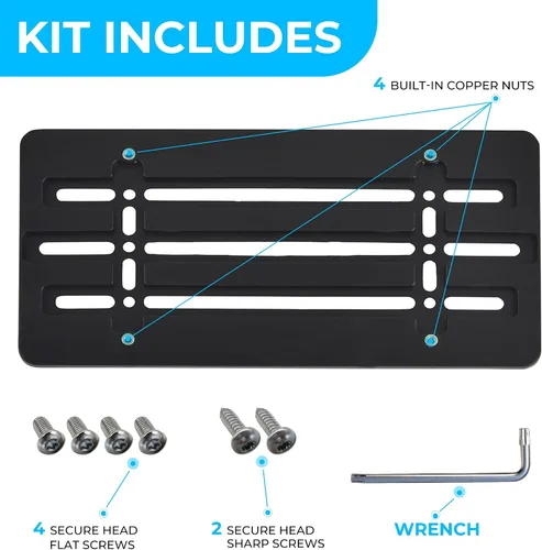 Vista 5 de Soporte de placa de parachoques delantero para Toyota 2000-2026, juego de soportes de placa con 6 tornillos únicos y kit de llave, kit de montaje