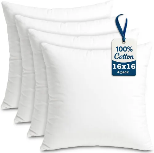 Vista 7 de Foamily Juego de 4 rellenos de almohada 100% algodón, 12 x 12 pulgadas, rellenos de almohada para almohadas decorativas para sofá y cama, relleno