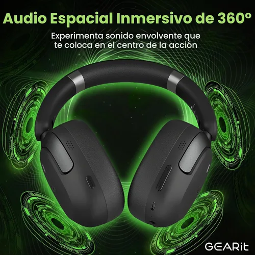Vista 6 de GEARit Auriculares Bluetooth sobre la oreja compatibles con iPhone y Android, auriculares con cancelación de ruido, inalámbricos, multipunto, tiempo