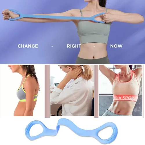 Vista 2 de HUICHAI Figura 8 - Banda de resistencia para fitness con asas, barra pura, entrenamiento de pecho, brazo y hombro, bandas elásticas para ejercicio