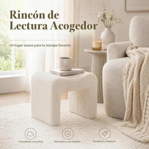 Vista 7 de Wimarsbon Silla Taburete de Tocador, Otomán Moderno de Terciopelo Teddy Reposapiés, Banco de Sofá Escabel Asiento Extra, Decoración del Hogar