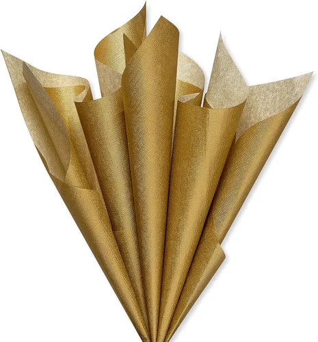 Vista 2 de Papyrus 4 hojas de papel de seda dorado para cumpleaños, manualidades, bricolaje y más Oro
