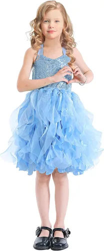 Vista 4 de Vestido tutú para niñas, vestido de tul con lentejuelas, vestido de princesa para niñas pequeñas, disfraz de fiesta de cumpleaños brillante