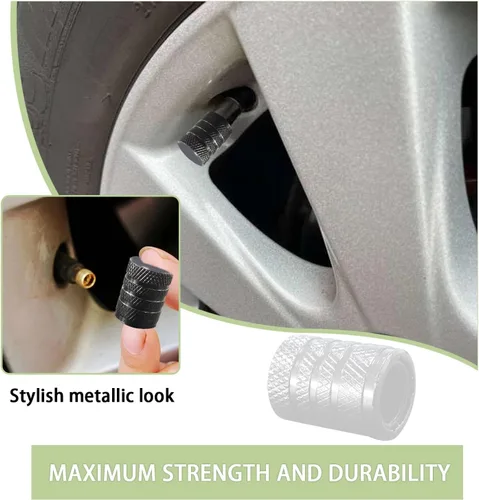Vista 4 de Ziciner 5 piezas de tapas de vástago de válvula de neumático para automóvil, cubiertas de vástago de rueda de aluminio anodizado, tapas de aire