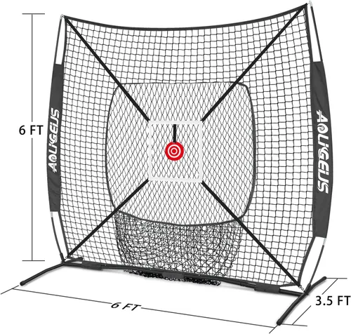 Vista 7 de 6'X6' Baseball Softball Practice Net,Pitching Net,Batting Net,with Bonus Strike Zone,Target and Bow Frame,for Hitting,Pitching,Catching