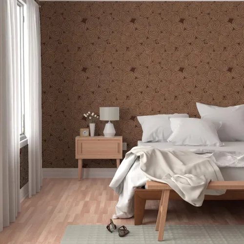 Vista 5 de Peel & Stick Wallpaper Swatch - Spirals Circle Brown Ivory White Cream Mudcloth Dot Tribal Minimal African Midcentury Modern Mod Custom Removable