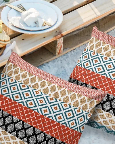 Vista 2 de Fundas de almohada impermeables para exteriores, fundas de almohada lumbares, estilo bohemio, diseño de rayas, tribal, estilo bohemio, fundas