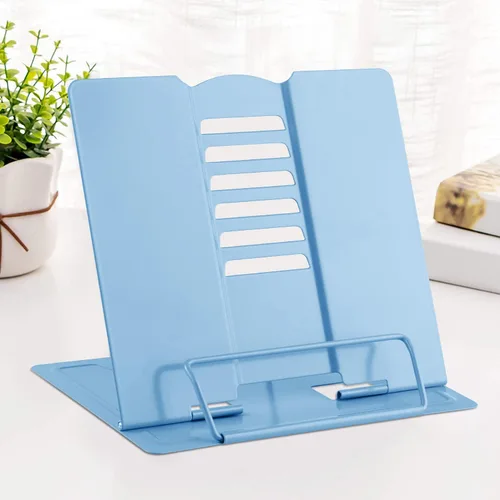 Vista 23 de MSDADA - Soporte de libros de escritorio, soporte de libros de lectura, de metal, ajustable, para libros de cocina, documentos, portátil