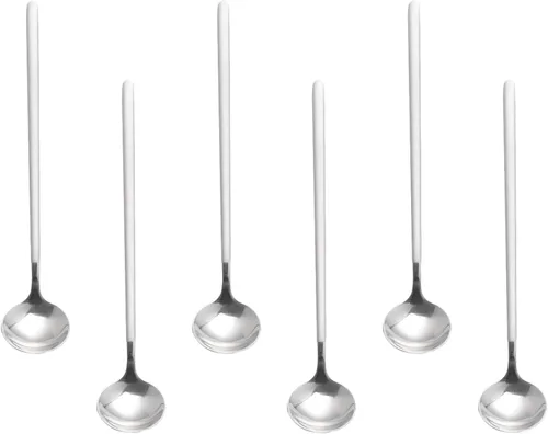 Vista 22 de 6 cucharas de café negras, cucharas de café espresso de acero inoxidable 18/8, mini cuchara de té Vogue de 5.2 pulgadas, cuchara pequeña agitadora