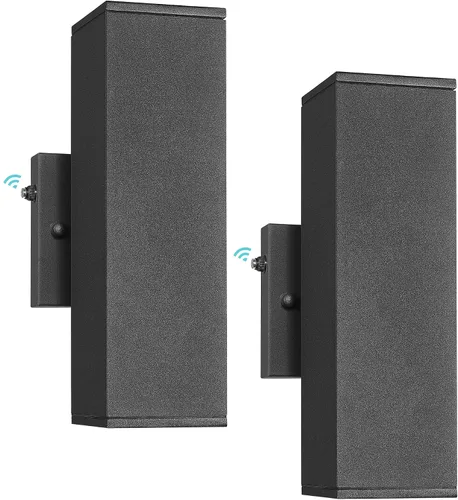 Vista 8 de Ken & Ricky Apliques de pared para exteriores, moderna lámpara exterior arriba y abajo, lámpara exterior cuadrada con acabado blanco lijado, 1