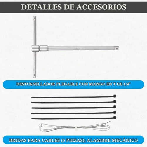 Vista 5 de Kit de Herramientas de Motocross de 26 Piezas Incluye Llave Combinada, Broca Hexagonal, Brocas, Manga, Destornillador, Controlador de Mango en T