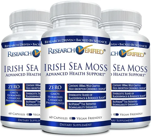 Vista 8 de Research Verified Musgo marino irlandés - Bladderwrack, bardana, bioperina, rico en prebióticos, aumenta la inmunidad, ayuda a la digestión - 60