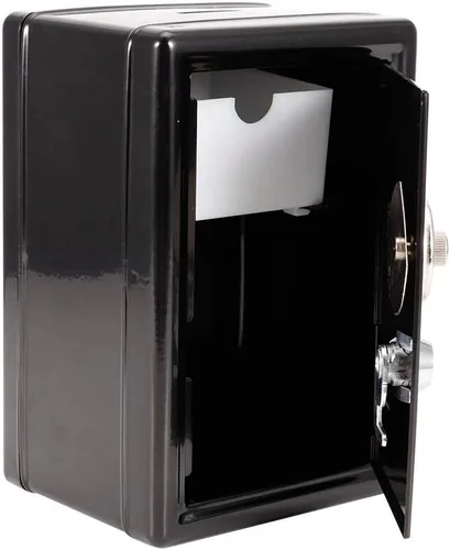 Vista 6 de Yosoo Caja de dinero para niños, caja de dinero, contraseña, monedas, ahorro de caja fuerte, estilo caja de regalo, con 2 llaves (negro)