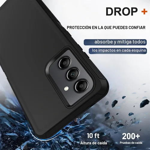 Vista 4 de Funda para Samsung Galaxy A14 5G con funda de clip para cinturón, 2 protectores de pantalla de vidrio, resistente grado militar, cuerpo completo, a