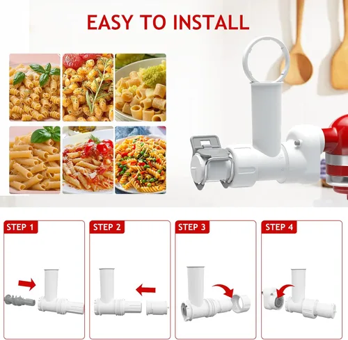 Vista 5 de Accesorio para hacer pasta para batidora de pie Kitchenaid con 6 formas diferentes de salida de pasta, duradero para accesorios y herramientas