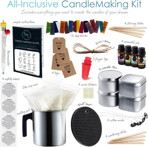 Vista 2 de Etienne Alair Kit de fabricación de velas de soja orgánica para adultos, manualidades de bricolaje, suministros completos de fabricación de velas