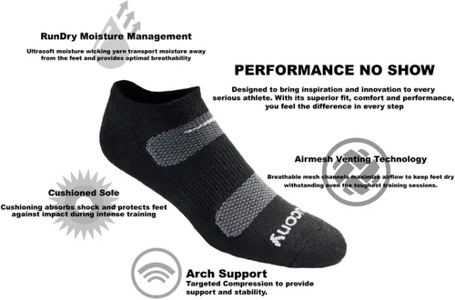 Vista 5 de Saucony Calcetines invisibles de malla para hombre, con ventilación y ajuste cómodo