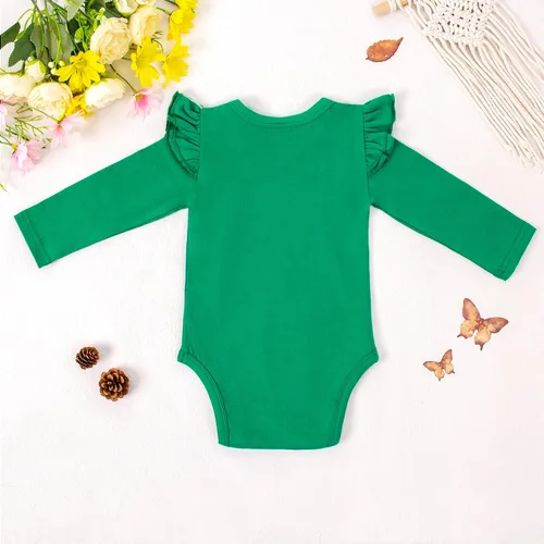 Vista 2 de LYSMuch Body de manga larga con volantes para bebé y niña, color sólido, ropa