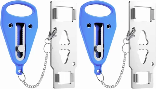 Vista 10 de Cerradura de Puerta Portátil Paquete de 2 para Viajes – Cerraduras de Puerta de Hotel para Seguridad de Viajeros – Cerradura de Seguridad de Puerta